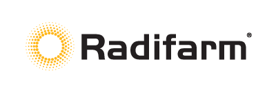Radifarm logo with yellow sunburst icon and black text