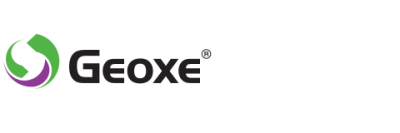 Geox logo with green and purple swirl icon on white background