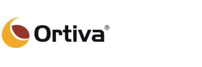 Ortiva logo with orange circular icon and black text on white background