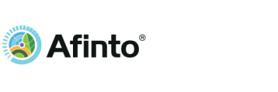 Afinto logo with circular blue-green icon and black text