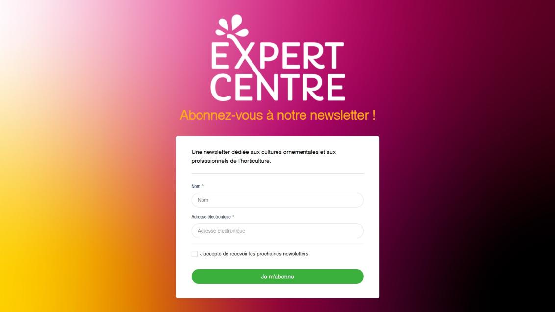 Formulaire d'inscription à la Newsletter Expert Centre