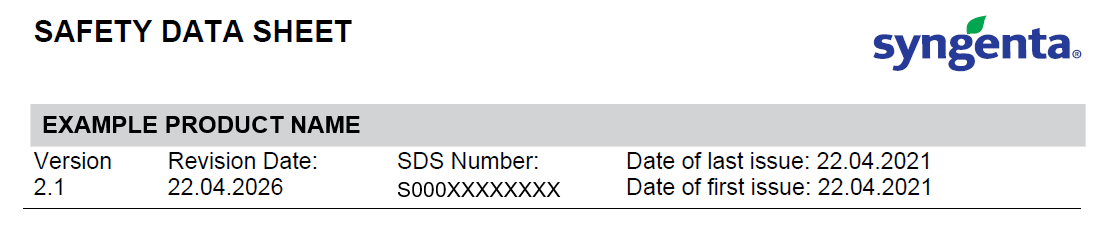 SDS Example Product
