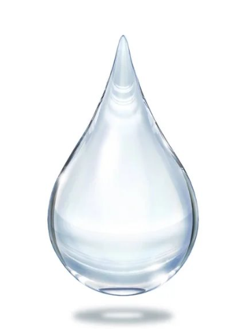 Transparent water droplet icon on white background