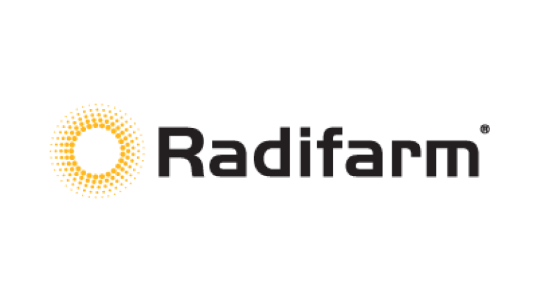 Radifarm logo with yellow sunburst icon and black text