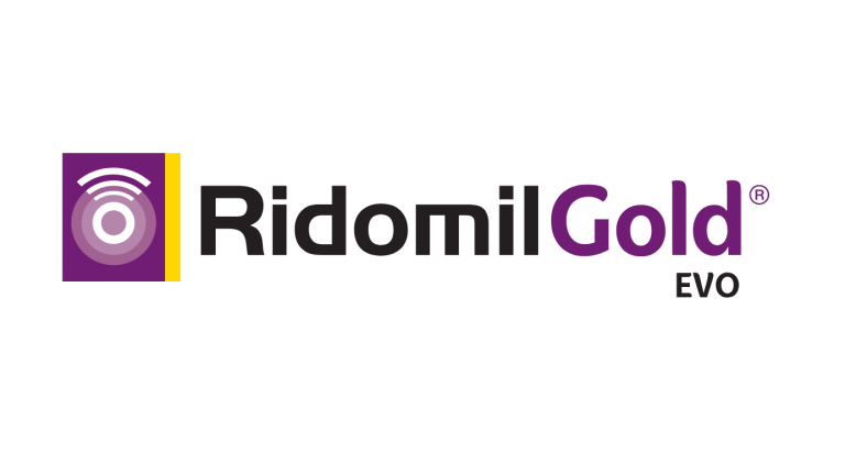 Ridomil Gold EVO logo with purple icon and black text