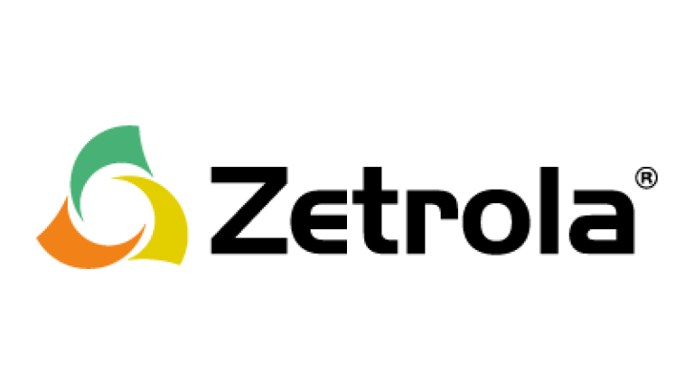Zetrola logo with green and orange swirl icon and black text