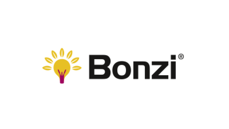 Bonzi logo with a lightbulb icon and black text