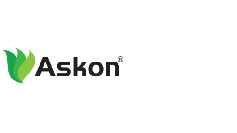 Askon logo with green leaf icon and black text