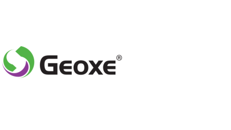 Geox logo with green and purple swirl icon on white background