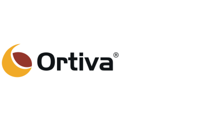 Ortiva logo with orange circular icon and black text on white background