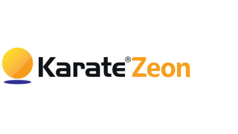 Karate Zeon logo with orange circle icon and black-and-orange text