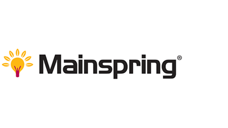 Mainspring logo with lightbulb icon and black text